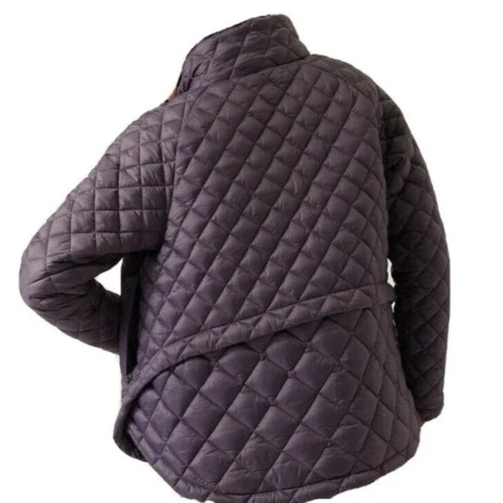 Athleta Whisper Featherless Coat Jacket Womens MP Black Quilted Parka Zip Up - Picture 4 of 17